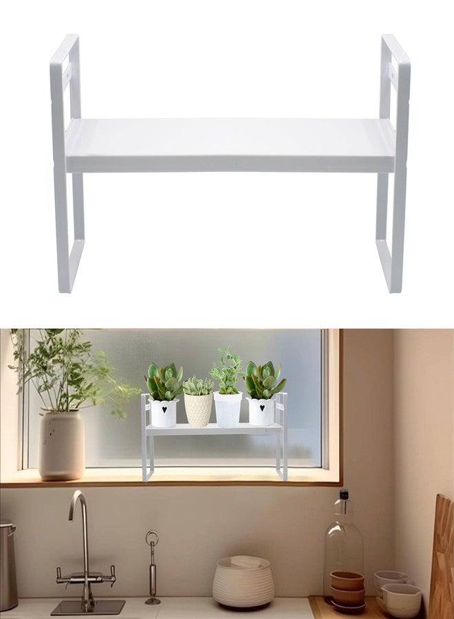 SnowTing Expandable Window Shelf for Plants, White Adjustable Window Sill Succulents Plants Organizer Retractable Narrow Storage Shelves for Kitchen, Bathroom, Balcony - Image 1
