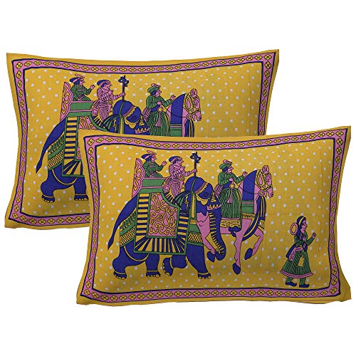 EarlyMart Cotton Comfort 144 TC Rajasthani Jaipuri Traditional Character Pattern Double Bed Bedsheet with 2 Pillow Covers (Double_049, Multicolor, King Size) - Image 4