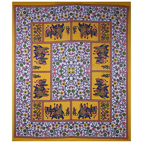 EarlyMart Cotton Comfort 144 TC Rajasthani Jaipuri Traditional Character Pattern Double Bed Bedsheet with 2 Pillow Covers (Double_049, Multicolor, King Size) - Image 3