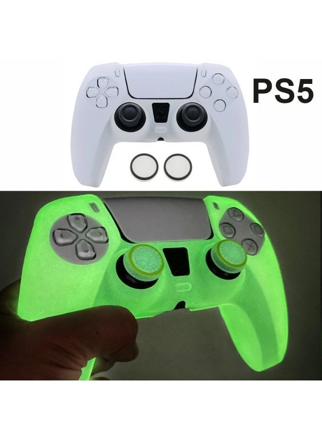 سيوو غطاء حماية سيليكون ناعم ومضيء في الظلام لذراع تحكم PlayStation 5 (PS5) — هيكل مطاطي وأغطية حماية لأزرار التحكم (اللون: أبيض) - Image 1