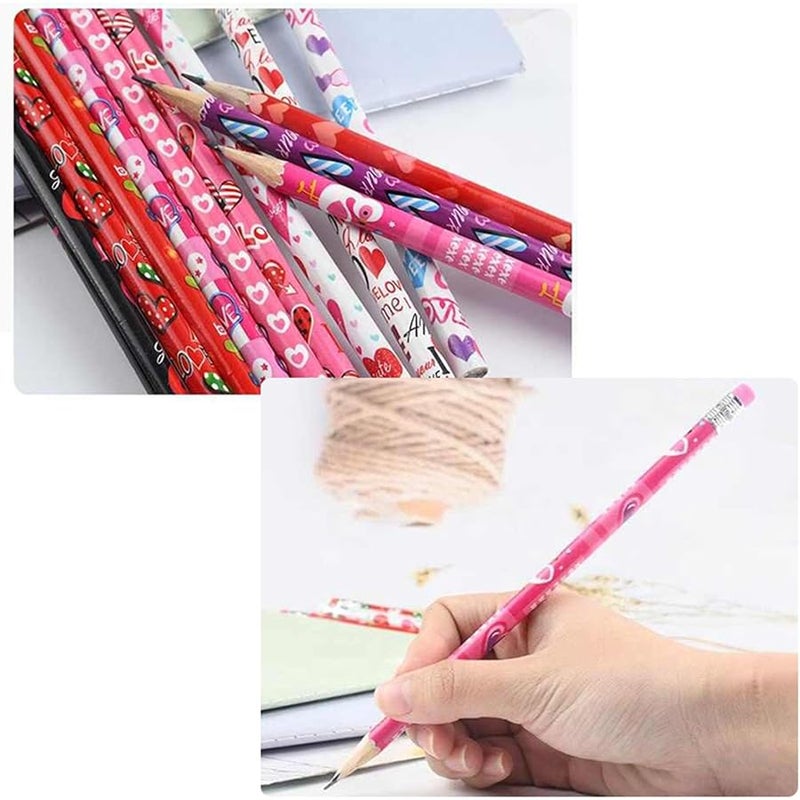 Jgalnim 72PCS Valentine's Day Pencils, Party Favors Wooden Pencils,Heart Shape Color Pencils with Erasers for Party Favor Gifts and Kids Giveaways Rewards School Supplies Children Exchange Gifts - Image 4