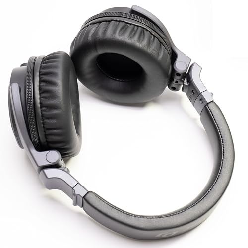 Voarmaks Thick Soft Protein Leather Ear Pads Foam Cushion Cover Replacement Pads Compatible with Pioneer HDJ CUE1 Cue One,HDJ500 DJ Headphone Headset (Black Ear Pads L,R) - Image 5