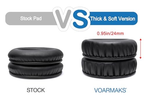 Voarmaks Thick Soft Protein Leather Ear Pads Foam Cushion Cover Replacement Pads Compatible with Pioneer HDJ CUE1 Cue One,HDJ500 DJ Headphone Headset (Black Ear Pads L,R) - Image 3