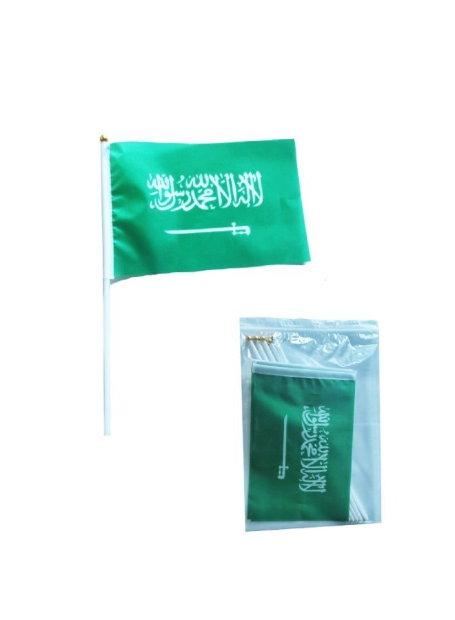 Generic 21*14cm (5-Pack) Saudi Flag Hand Waving Flags for Saudi National Day Celebration - Image 1