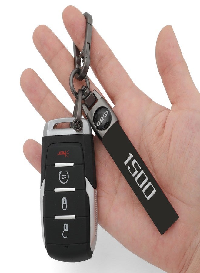 LINOAH Key Chain for Ram 1500 Leather Car Keychain, Compatiable With Dodge Ram 1500 Accessories, Black Key Chain with 360 Degree Rotatable, Anti-Lost D-Ring - Image 2