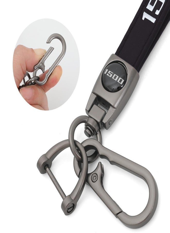LINOAH Key Chain for Ram 1500 Leather Car Keychain, Compatiable With Dodge Ram 1500 Accessories, Black Key Chain with 360 Degree Rotatable, Anti-Lost D-Ring - Image 4