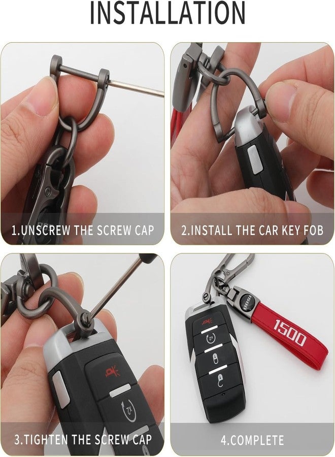 LINOAH Key Chain for Ram 1500 Leather Car Keychain, Compatiable With Dodge Ram 1500 Accessories, Black Key Chain with 360 Degree Rotatable, Anti-Lost D-Ring - Image 5