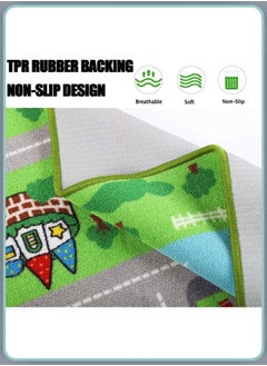 oldlaiben Kids Car Rug 80*120 CM City Life Road Traffic Game Carpet for Race Cars & Toys Fun Non-Slip Educational Race Track Floor Area Playmat for Toddler Bedroom Playroom Classroom  - Image 2