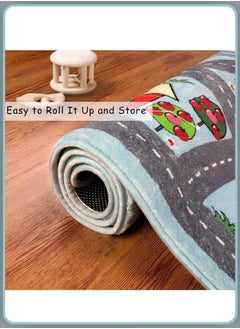 oldlaiben Kids Car Rug 80*120 CM City Life Road Traffic Game Carpet for Race Cars & Toys Fun Non-Slip Educational Race Track Floor Area Playmat for Toddler Bedroom Playroom Classroom  - Image 4