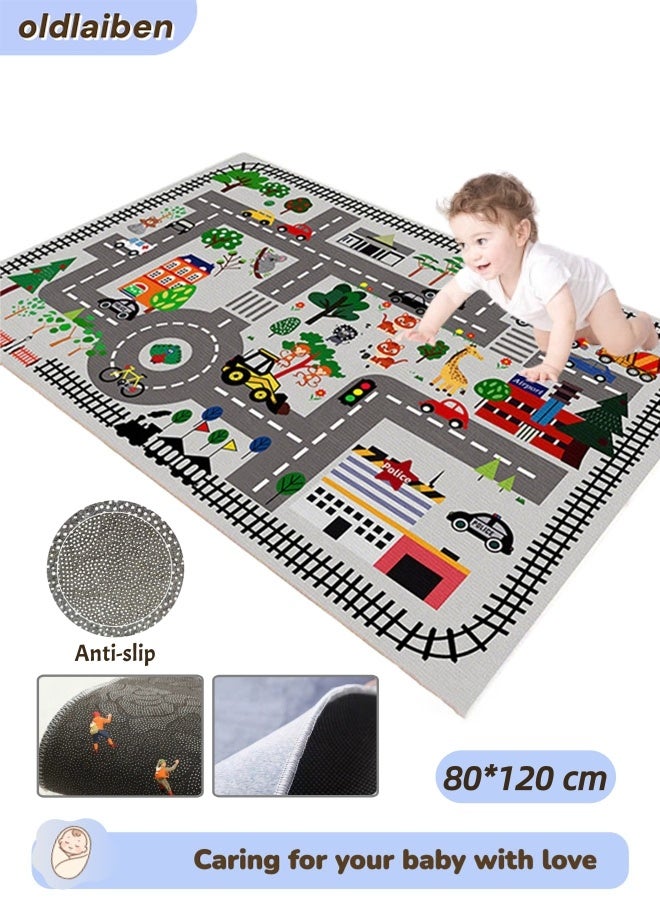الدليبن سجادة لعب للأطفال، 80*120 سم، سجادة سيارة مانعة للانزلاق للأطفال، سجادة لعب للأطفال بتصميم طريق، سجادة لعب تعليمية للأطفال بتصميم حركة المرور، سجادة قابلة للغسل لغرفة لعب الأطفال، غرفة النوم، غرفة المعيشة، غرفة الألعاب، سجادة لعب للأطفال الرضع، الأطفال الصغار، للأطفال، للاستخدام الداخلي والخارجي (طريق بيج) - Image 1
