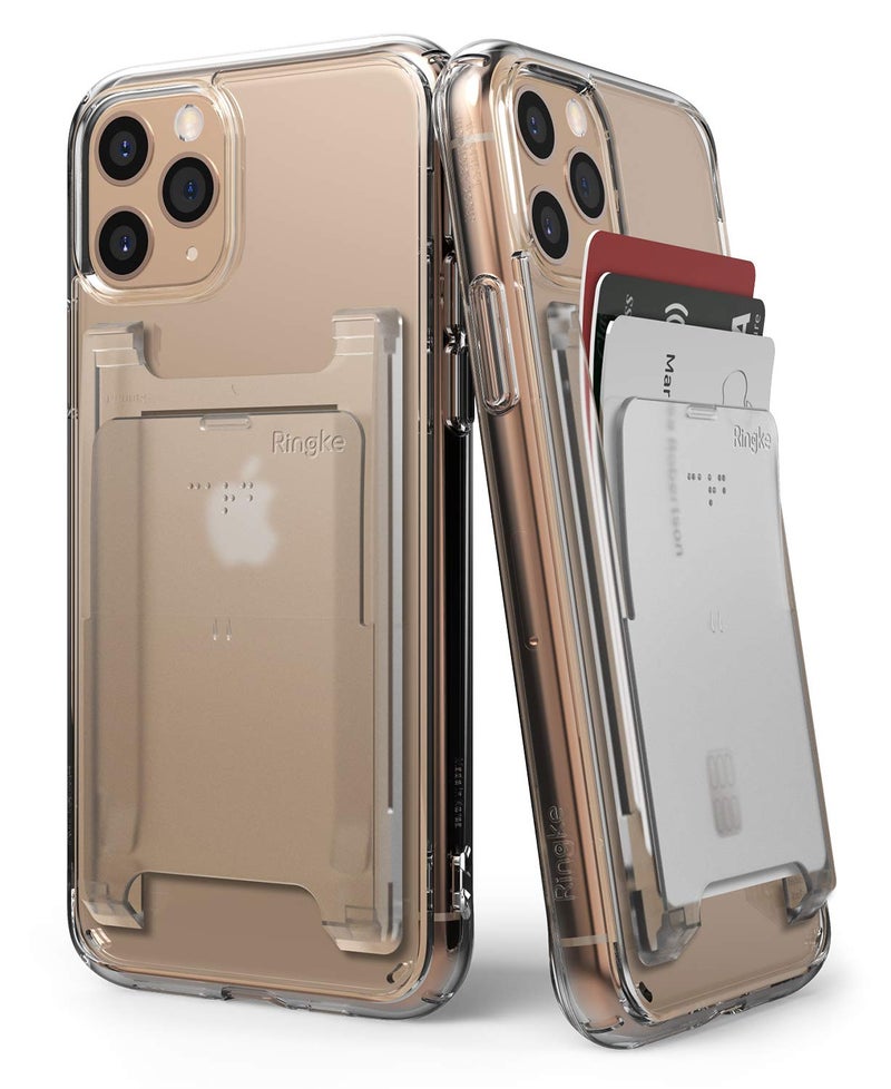 Ringke Slot Card Holder (2 Pack) Designed for Smartphones, Adhesive Stick On Wallet Case Minimalist Slim Hard Premium Credit Card Cash Sleeve - Clear Mist - Image 1