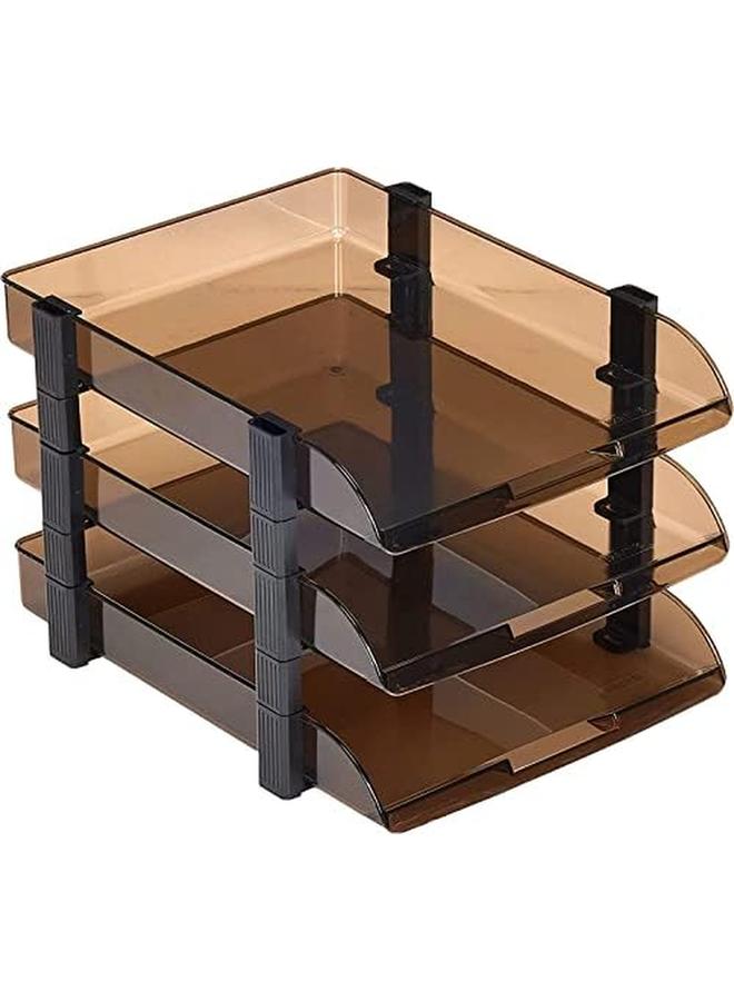 ماكسي صينية مستندات بلاستيكية مكونة من 3 طبقات، لون بني داكن، مناسبة للمستندات مقاس A4 - Image 2