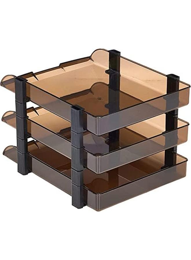 ماكسي صينية مستندات بلاستيكية مكونة من 3 طبقات، لون بني داكن، مناسبة للمستندات مقاس A4 - Image 4