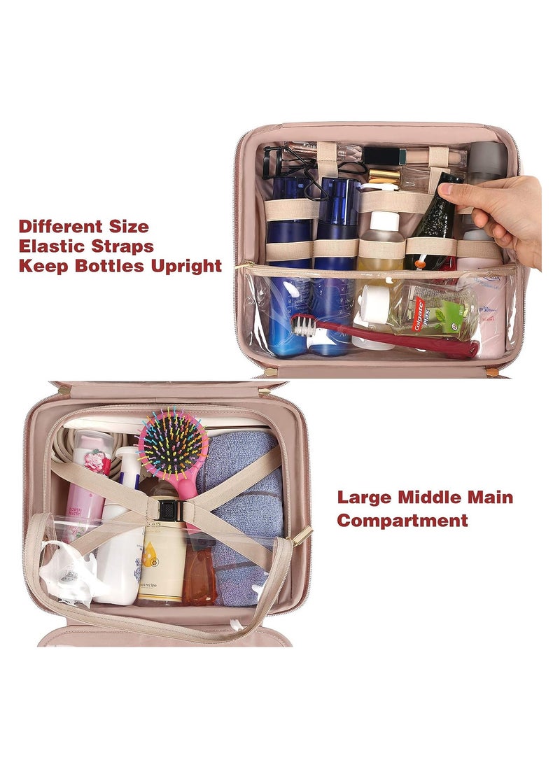 Generic Toiletry Bag, Hanging Travel Makeup Bag for Women, Large Waterproof Cosmetic Bags Travel Organizer Full Sized Container with Elastic Band Holders for Toiletries, Cosmetics, Brushes, Bottle, Blue  - Image 4