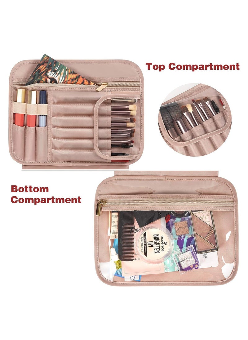 Generic Toiletry Bag, Hanging Travel Makeup Bag for Women, Large Waterproof Cosmetic Bags Travel Organizer Full Sized Container with Elastic Band Holders for Toiletries, Cosmetics, Brushes, Bottle, Blue  - Image 3