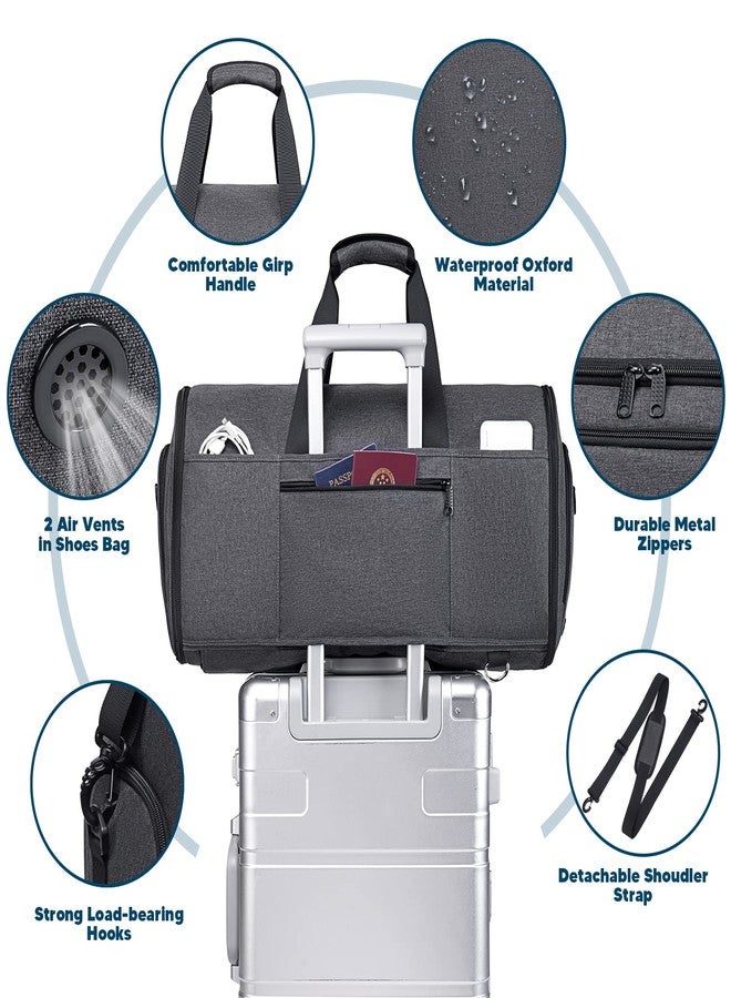 Vessgra Garment Bags for Travel 58L Garment Bags Duffle Bag for Travel Convertible Carry On Garment Duffle Bag 4 in 1 Foldable Suit Bag with Shoes Compartment for Men Women Weekender，Dark Grey - Image 4