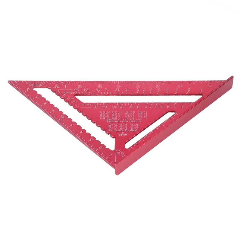 Precision Aluminum Alloy Carpenter Square 12 Inch Red with Engraved Scale for Woodworking - Image 4