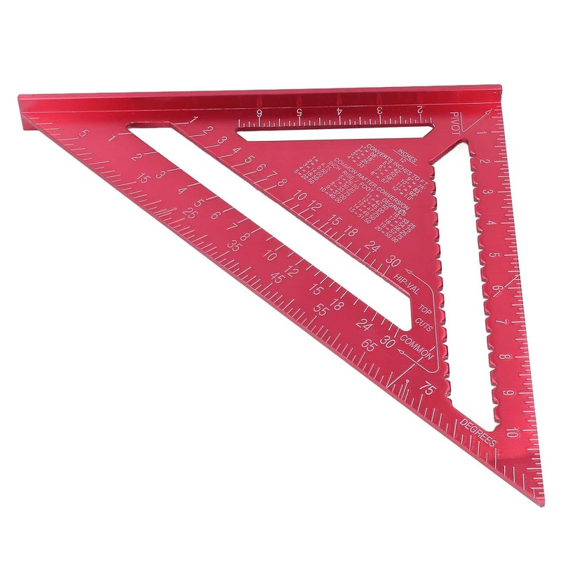 Precision Aluminum Alloy Carpenter Square 12 Inch Red with Engraved Scale for Woodworking - Image 5