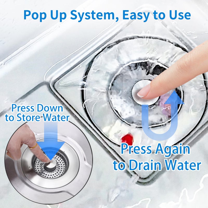 XIAQILAUS Sink Drain Strainer - Sink Stopper for Kitchen Drain,3 in 1 Kitchen Sink Drain Strainer with Anti Clogging Basket, Easy to Install Kitchen Sink Stopper for US Standard 3-1/2â€ Drain Hole - Image 3