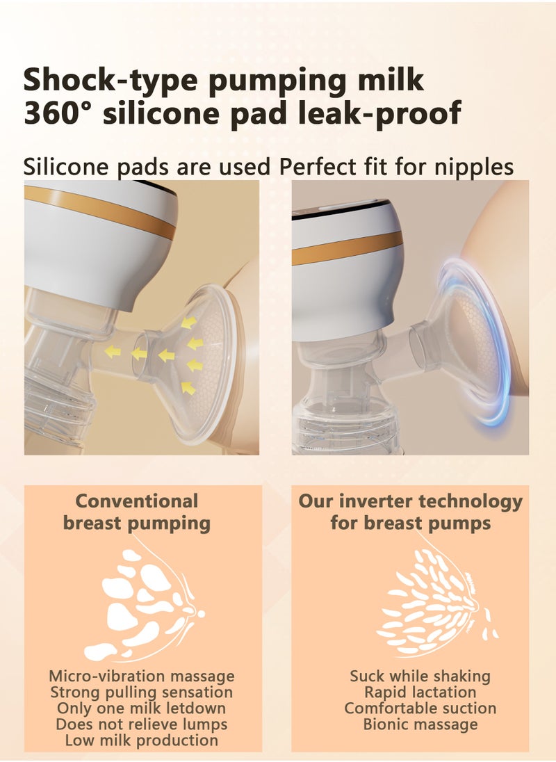 Generic - Electric Wireless Wearable Low Noise & Hands-Free Breast Pump with 1 PP Storage Bottle, 4 Modes, 9 Levels of Adjustment, High Frequency Micro Vibration Massage, Pain-Away, Efficient Pumping - Image 1