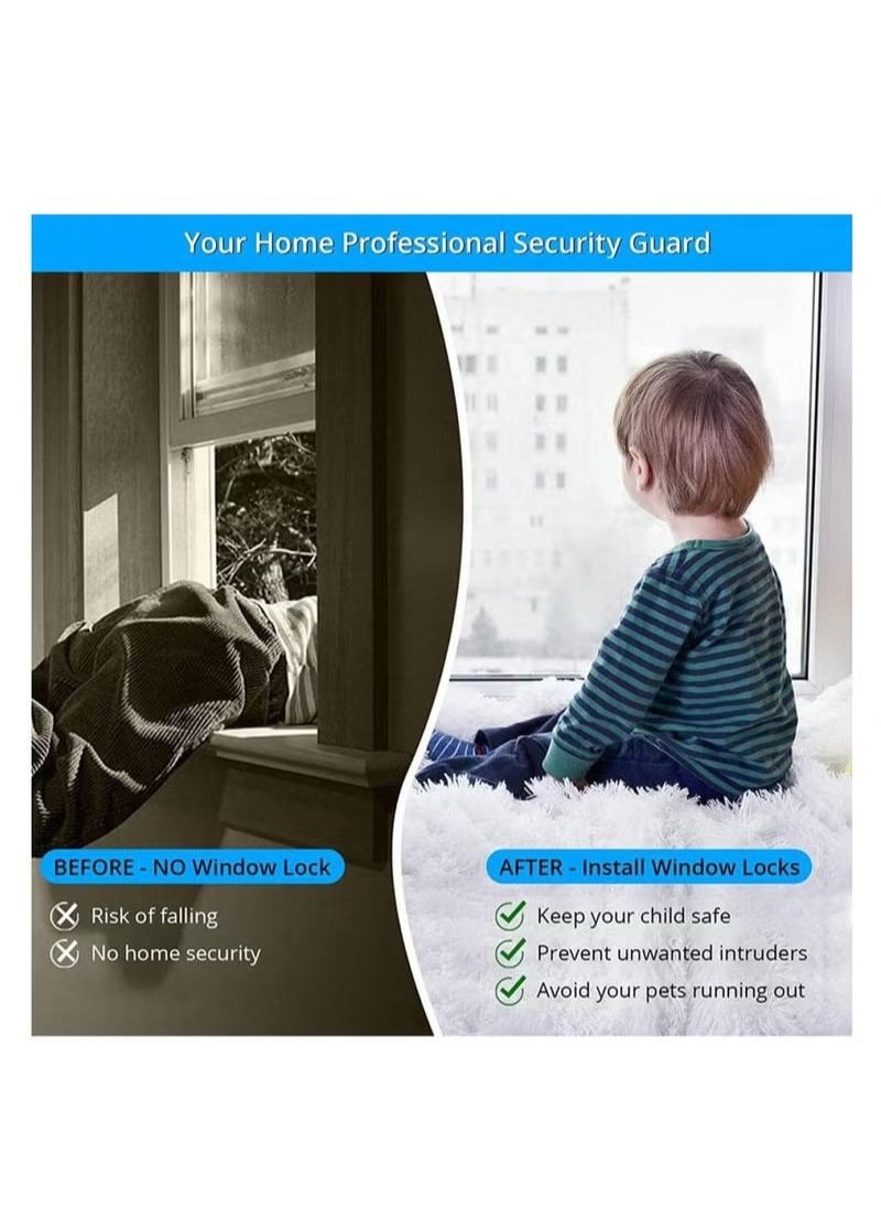 XiuWoo 4 Pack Sliding Window Locks With Key Set Adjustable Window Lock Aluminum Protective Anti-Theft Lock Push Window Home Child Safety Door Lock  - Image 2