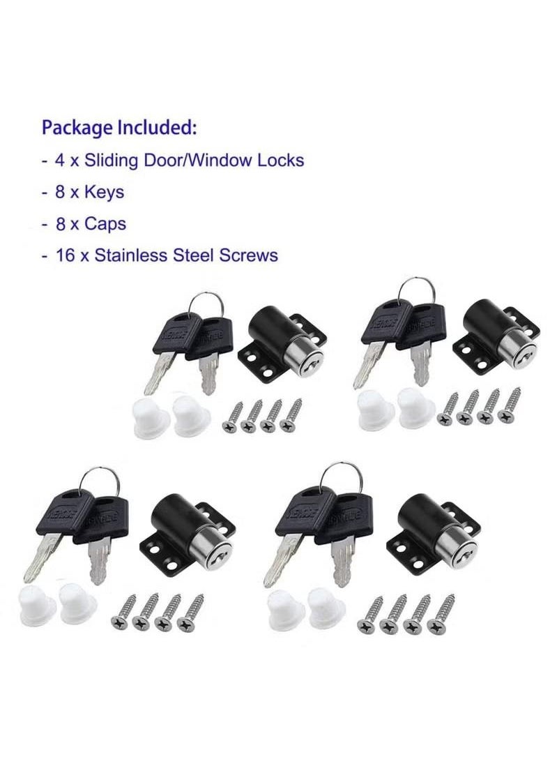 XiuWoo 4 Pack Sliding Window Locks With Key Set Adjustable Window Lock Aluminum Protective Anti-Theft Lock Push Window Home Child Safety Door Lock  - Image 5