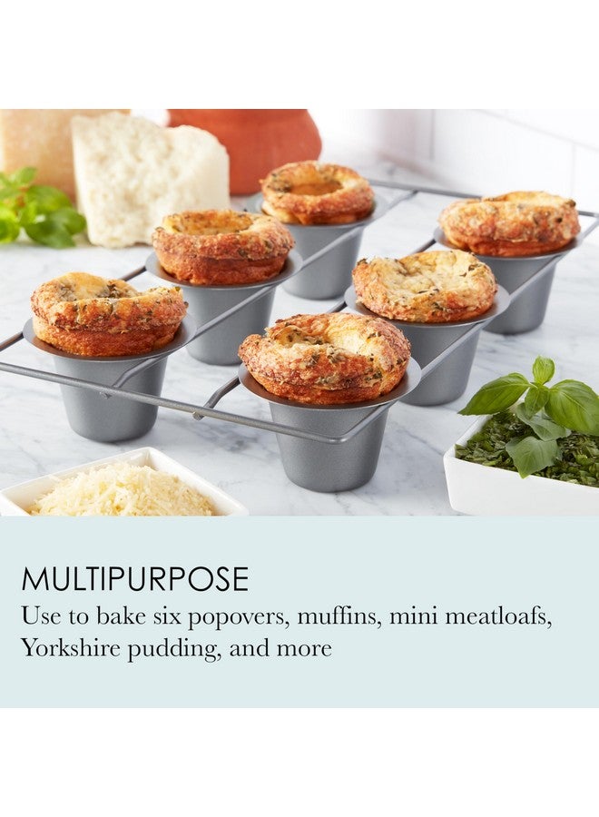 chicago metallic Chicago Metallic Professional 6-Cup Popover Pan, Heavy-Weight Aluminized Steel, Non-Stick Coating for Yorkshire Pudding and Muffins - Image 3