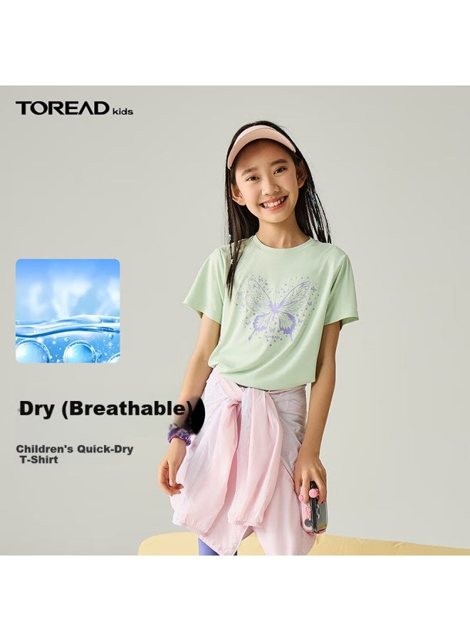Toread Kids T-shirt Short Sleeve Girls Summer Base Shirt Half Sleeve Top Tender Green Size 120 - Image 1