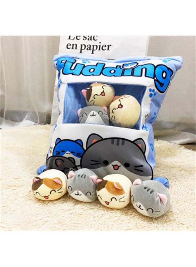 general Lovely Snack Pillow Stuffed Animal Toys Pudding Decorative Removable Blue Cat Dolls Creative Toy Gifts For Teens Girls Kids - Image 1