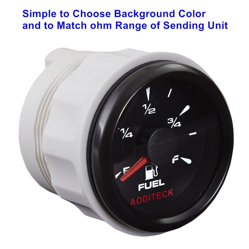 AODITECK Marine Fuel Level Gauge for Boat Gas Tank Car Truck Vehicles RV Oil Universal Automotive Replacement Gauge Aftermarket Fuel Gauge 0-190ohm 240-33ohm 240-30ohm 0-180ohm 10-180ohm Black - Image 2