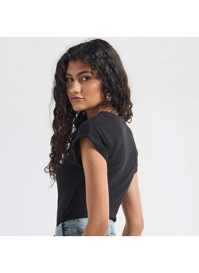 FAV Ribbed Crew Neck Bodysuit with Extended Sleeves  - Image 3