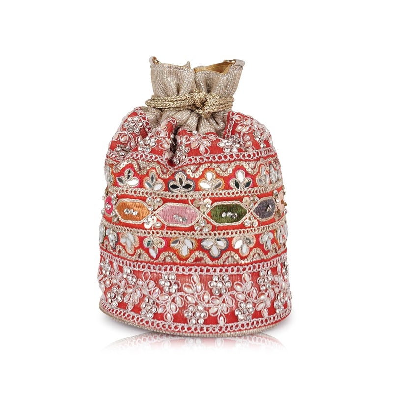 PLANX Velvet SilK Stylish Embroidery Unique Design Trendy Traditional Ethnic Wedding Party Handheld Potli For Women - Image 3