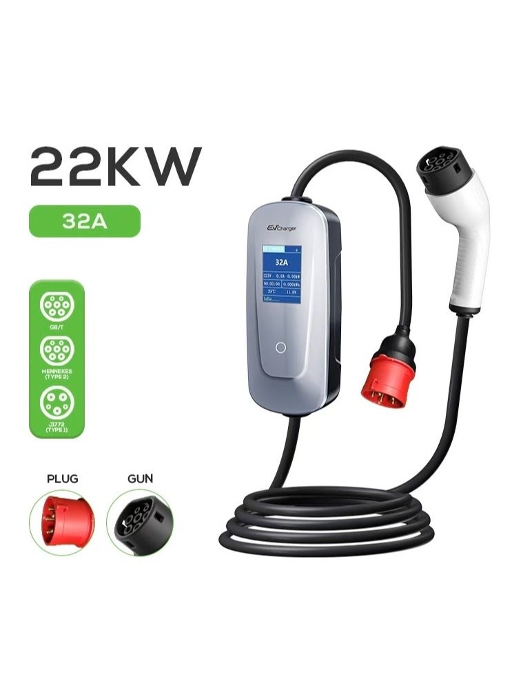 EV charger 22kw type2 with Wi-Fi and BLUETOOTH control.