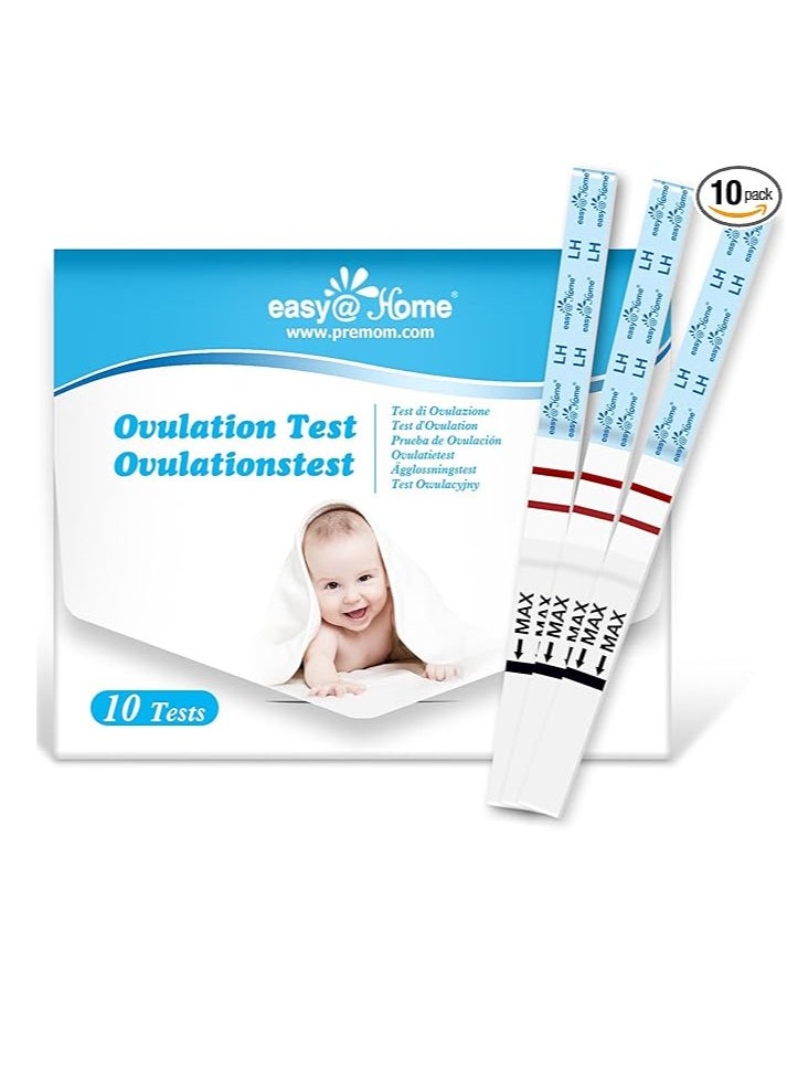 Easy@Home - Ovulation Fertility Test Predictor Kit 10 LH Strips Accurate Fertility Test for Women Ovulation - Image 1