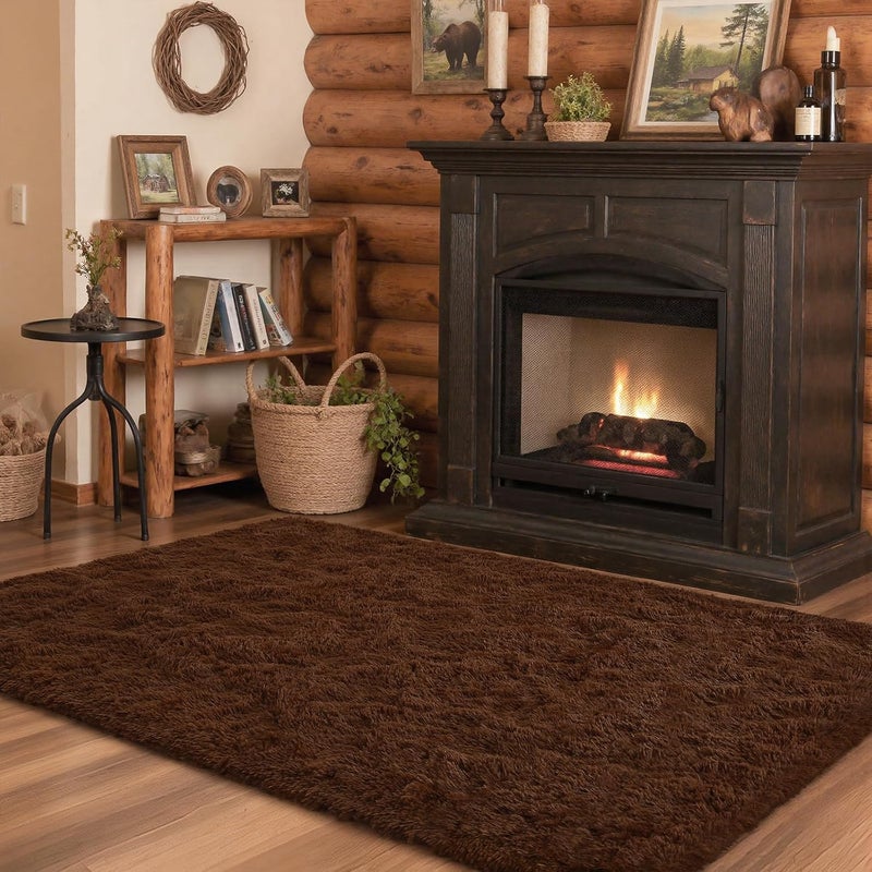 HOMORE Luxury Fluffy Area Rug Modern Shag Rugs for Bedroom Living Room, Super Soft and Comfy Carpet, Cute Carpets for Kids Nursery Girls Home, 3x5 Feet, Brown - Image 4