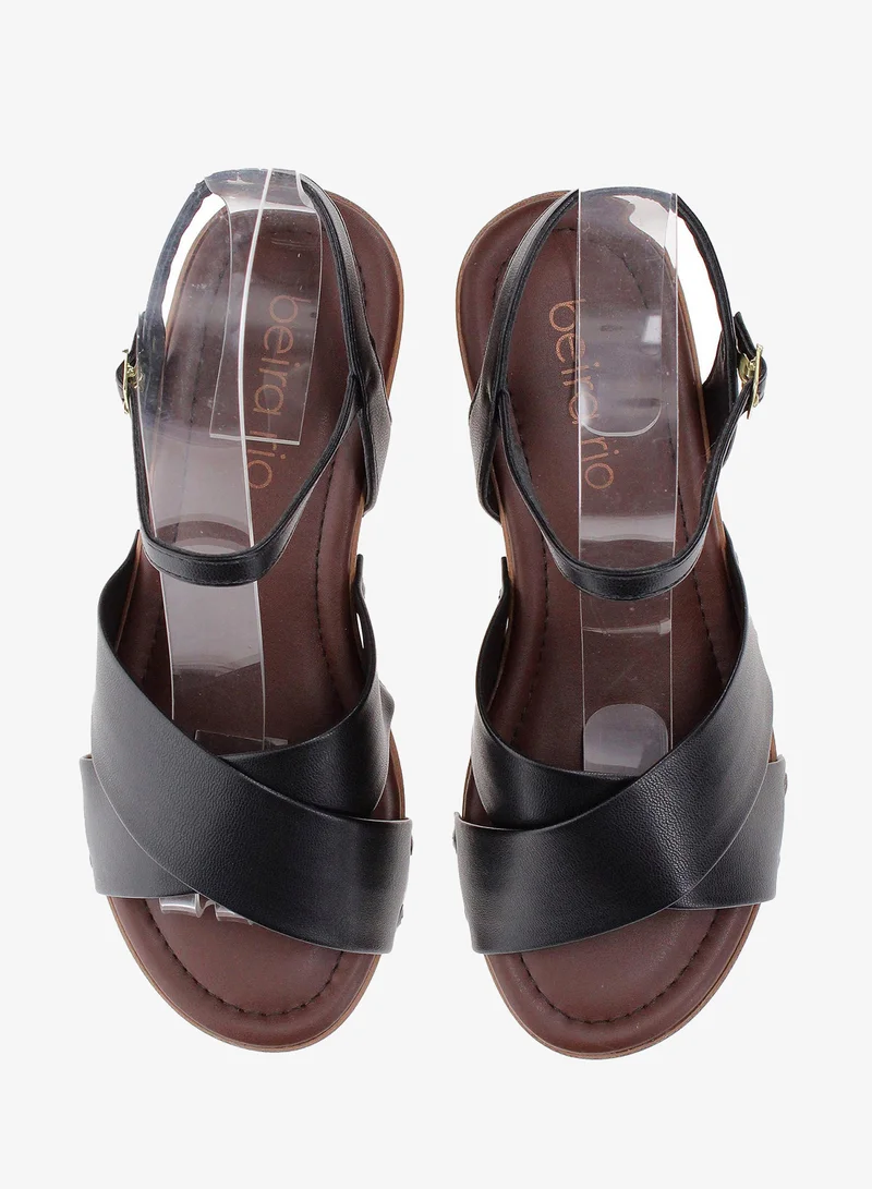 Beira Rio Black Beira Rio Women’s Flat Sandals with Back Strap – Secure Fit and Lightweight Daily Wear for Women | Best Price UAE