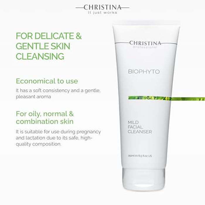 Christina -CHRISTINA- Biophyto Mild Facial Cleanser with Green Tea and Cucumber Extracts - 250 ml - Soapless Gentle Face Wash and Daily Facial Cleanser for All Skin Types - Image 2