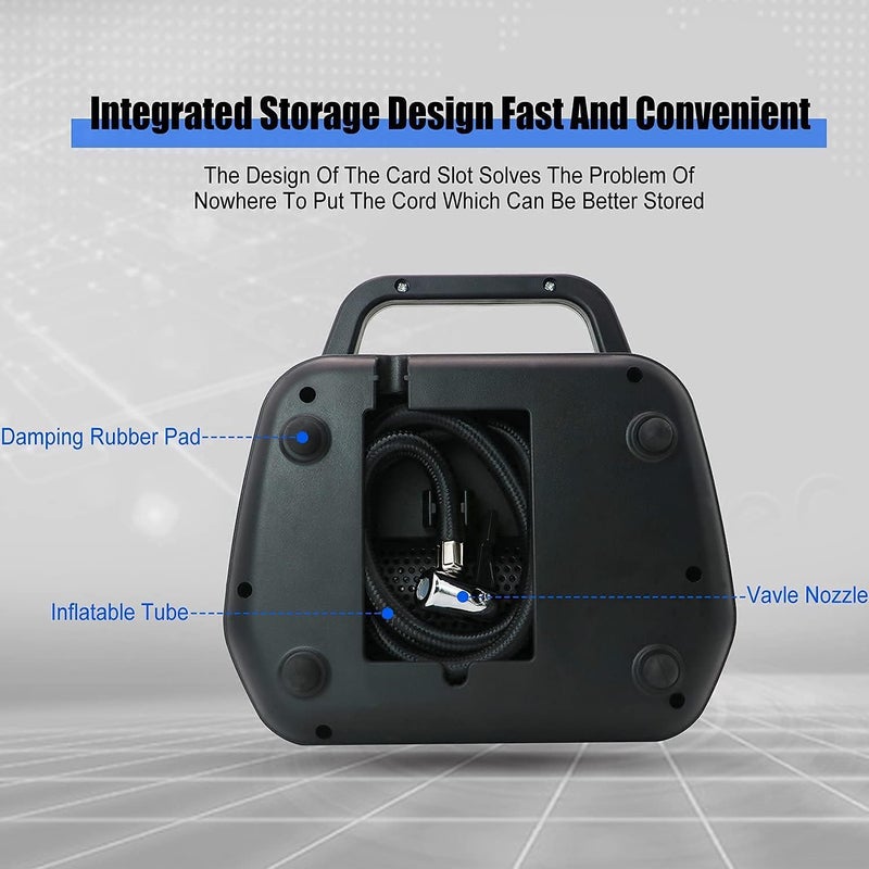 MIKUL Air Compressor Tire Inflator DC 12V Dual-use Portable Electric Car Tyre Pump with Emergency LED Light, Digital Pressure Gauge Auto-Stop Car Air Pump with Valve Adaptors for Car Tires, Motorcycle, Ball - Image 4