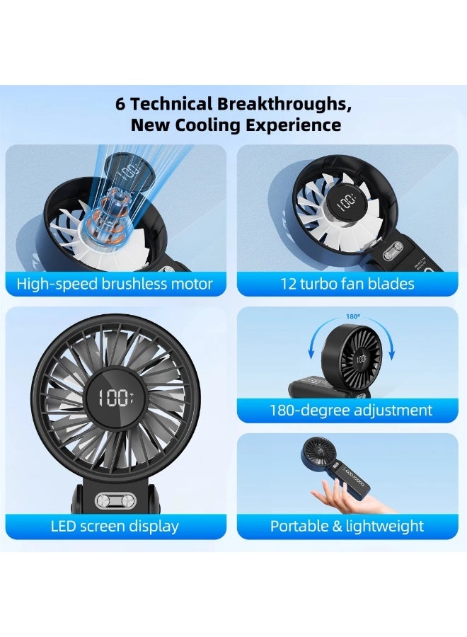 GOOJODOQ Portable 180° Folding Fan with LED Power Display | 100-Level Adjustable Rechargeable Desk u0026 Handheld Fan | USB Charging Quiet Cooling Fan for Home, Office, Travel u0026 Outdoor Use - Image 4