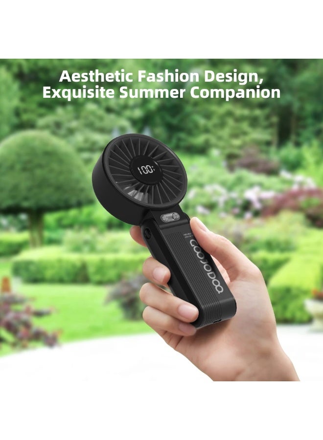 GOOJODOQ Portable 180° Folding Fan with LED Power Display | 100-Level Adjustable Rechargeable Desk u0026 Handheld Fan | USB Charging Quiet Cooling Fan for Home, Office, Travel u0026 Outdoor Use - Image 5