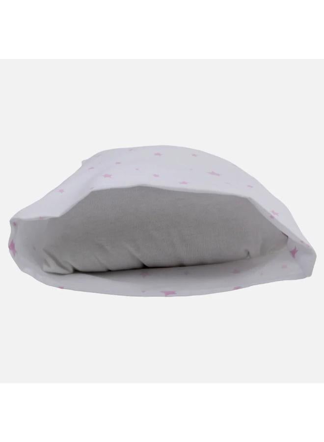 Berceau Unisex Baby Pillow with Pillowcase – Cotton – Pink & White Stars Print - Image 3