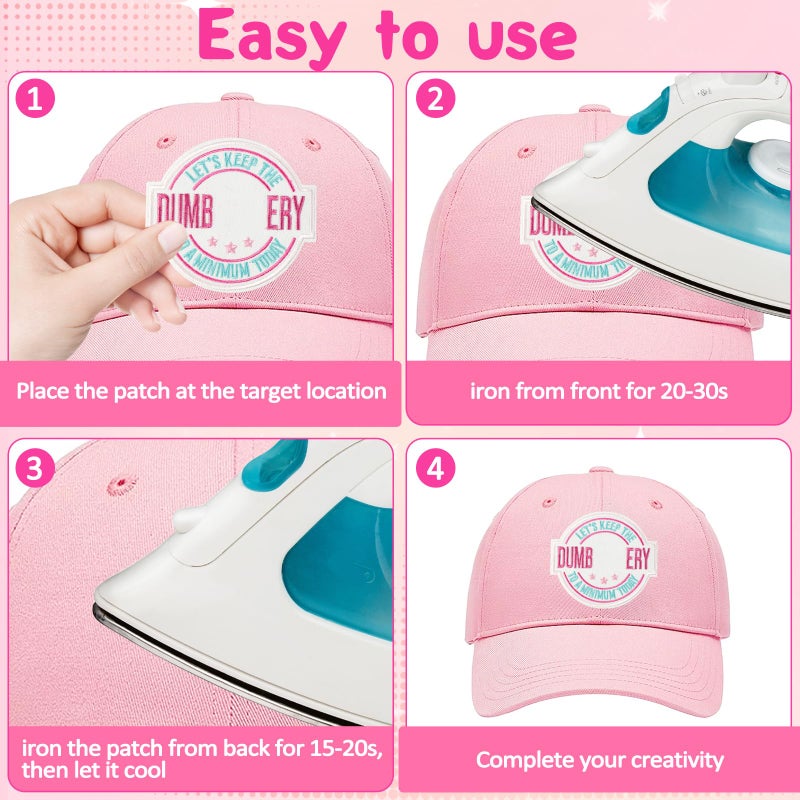loghohu 12 Pcs Funny Trucker Hat Patches Iron on Pink Humor Embroidered Patches for Girls Women Vintage Sew Applique Repair Patches DIY Sew on Patches for Hat Backpacks Pants Jacket DIY Accessories - Image 4