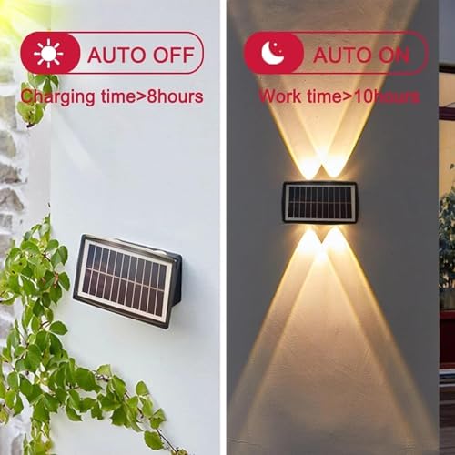 XERGY LED Solar Powered Wall Fence Light Waterproof Night Spotlight for Garden Wall Balcony Decoration, Bright Wireless Outdoor Solar Light for Home (Warm White) (Pack of 1) - Image 5