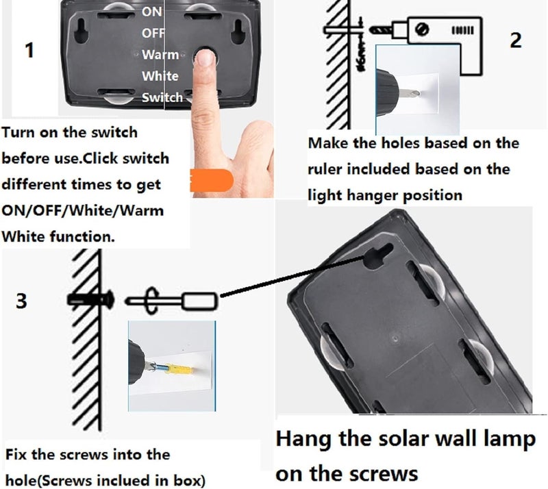 XERGY LED Solar Powered Wall Fence Light Waterproof Night Spotlight for Garden Wall Balcony Decoration, Bright Wireless Outdoor Solar Light for Home (Warm White) (Pack of 1) - Image 4