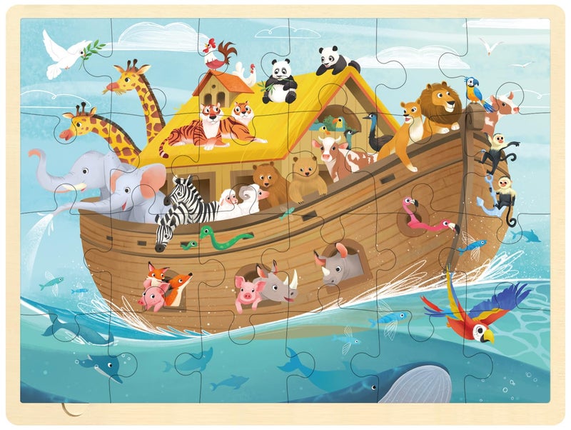 MoinKidz 24 Piece Puzzles for Kids 3 Year Old Noahs Ark Religious Scene Puzzle Wooden Jigsaw Puzzles for Toddlers Ages 35 Preschool Puzzle for 3 4 5 Year Old with Tray - Image 3