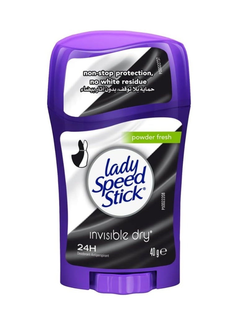 ليدي سبيد ستيك مزيل عرق ستيك انتعاش البودرة لجفاف غير مرئي 24 ساعة 40جم - Image 1