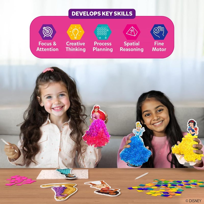 Skillmatics فن بوك إن - أميرات ديزني، متعة خالية من الفوضى للأطفال، مجموعات حرف يدوية، نشاط إبداعي، هدايا للفتيات من عمر 4، 5، 6، 7، 8، 9، تشمل سندريلا، أرييل، موانا، رابونزل والمزيد - Image 5