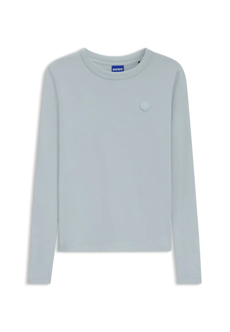 HUGO Cotton-jersey top with Happy HUGO logo badge
