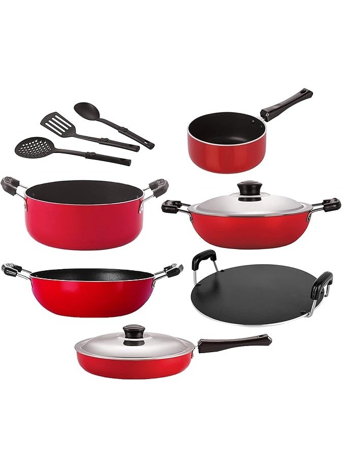 Nirlon Non Stick Aluminium Heat Resistance Cookware Set with Bakelite Handle (Gas Compatible) - Image 1
