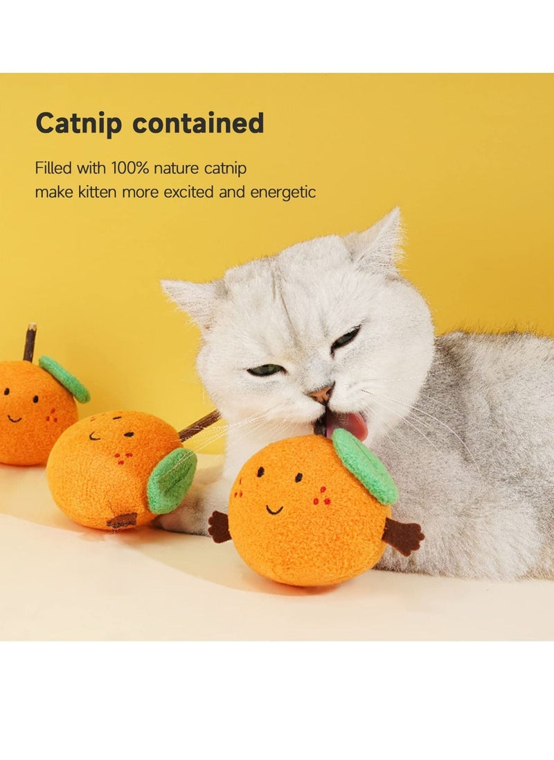 SYOSI - Catnip Toys Cat Chew Toy Orange Bite Resistant Catnip Toys for Cats Catnip Filled Toy for Indoor Cats Interactive  Dental Health Soft Plush Chew Toys for Kitten - Image 1